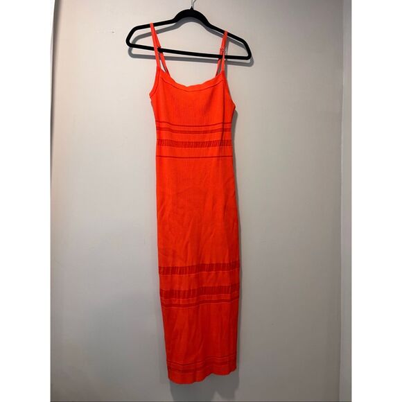 Ramy Brook Women's Orange Sleeveless Shiann Ribbed Knit Midi Dress Large NWOT - Picture 6 of 11